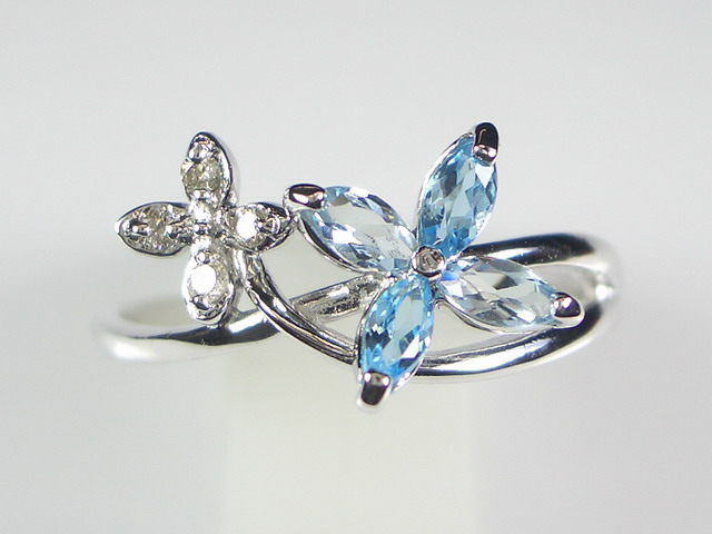 【Jewelry】K18WG ブルートパーズ リング ホワイトゴールド BT20.00ct BT4.00ct D080ct 16.8g 14号/kt02882hm